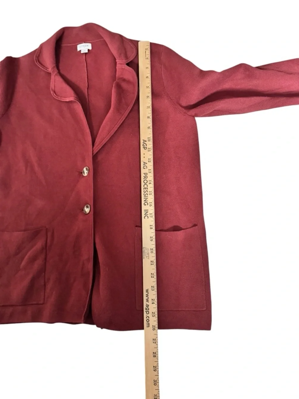 J.Crew Red Knit Blazer Cardigan Small Preppy Coastal Chic Minimalist Cotton H45